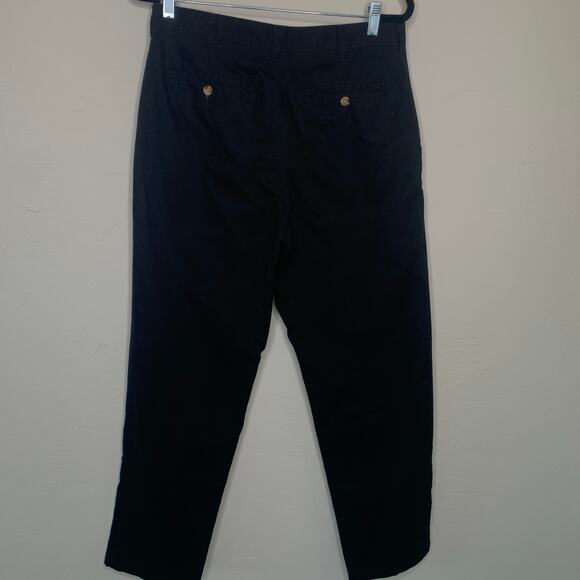 Black Flat Front Cotton Blend Khaki Trousers Pants Sz 32 x 32 - Picture 7 of 8